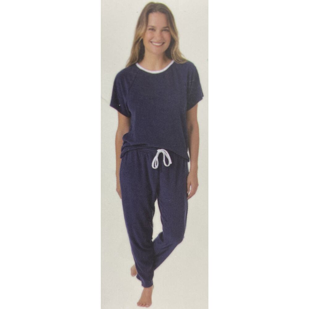 Lucky Brand Ladies' 4-piece Soft Terry Pajama Set - XL Blue Iris.